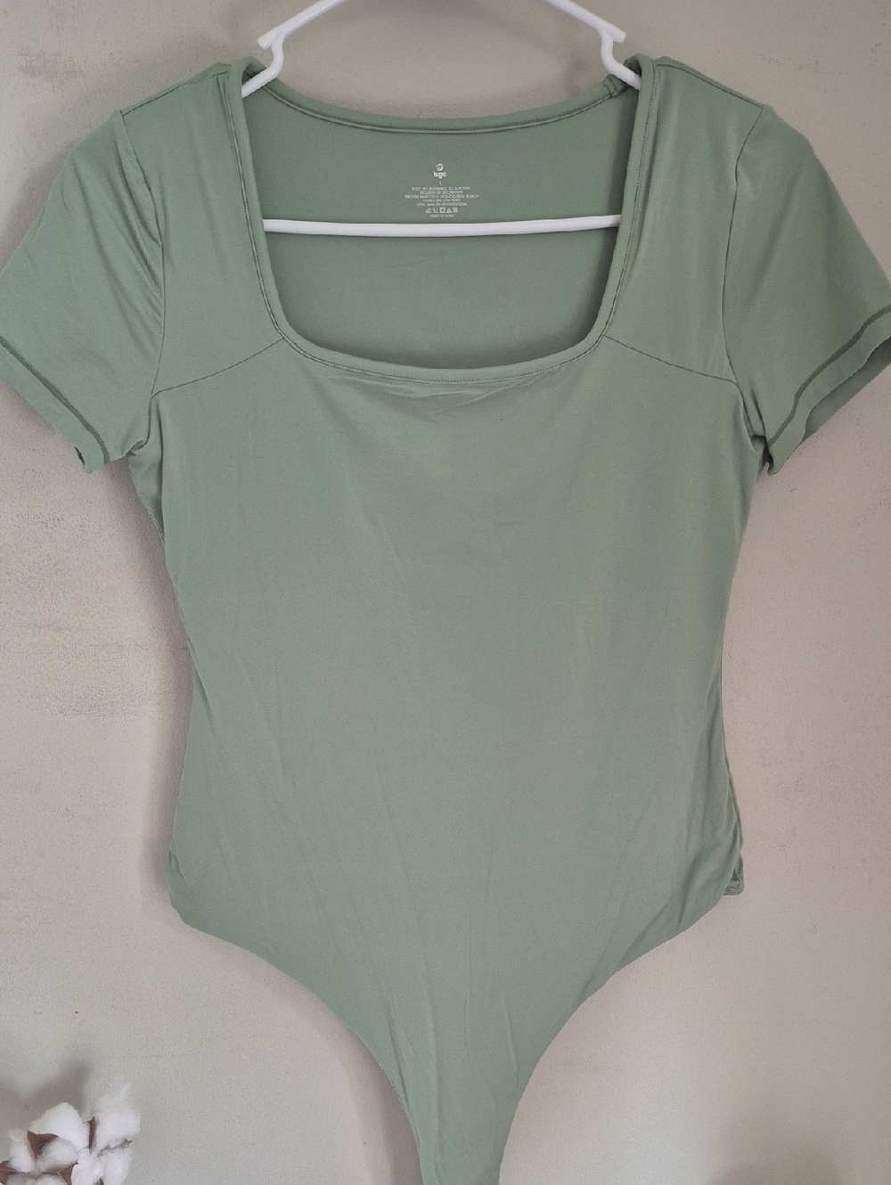 Square Neck Short Sleeve Bodysuit in Sage - Women's